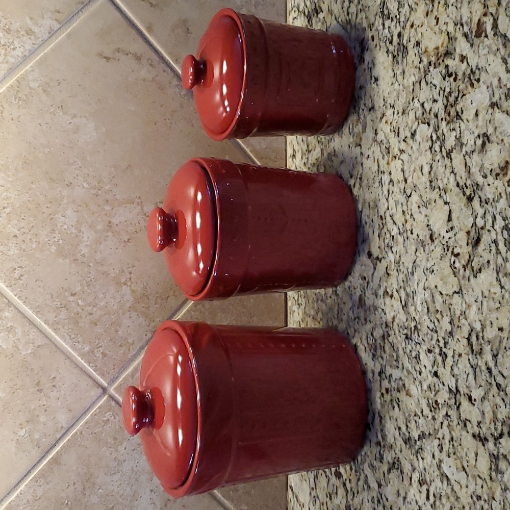 Signature Housewares Debby Segura Designs Sorrento Canister Jar Set Red